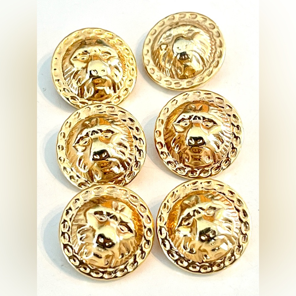 Vintage Genuine Brass Lion Buttons